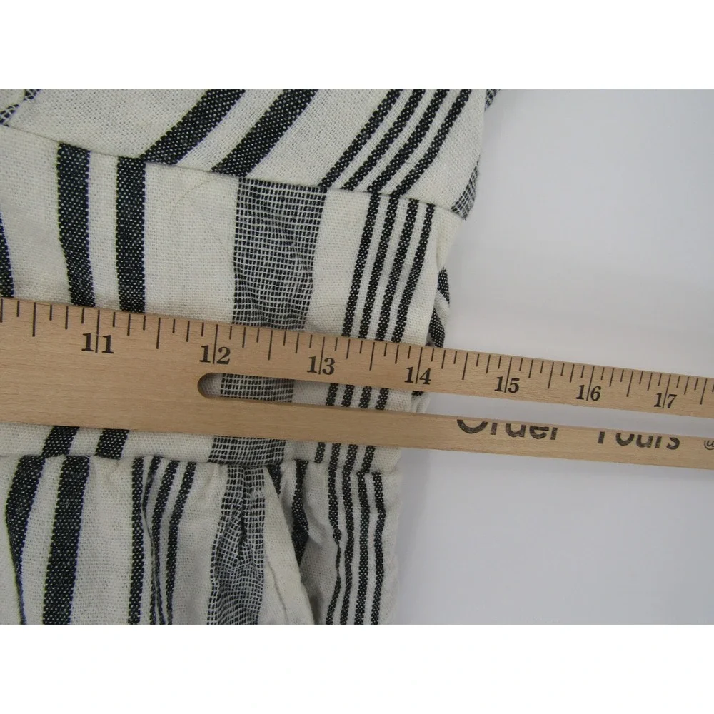 American Eagle Jumpsuit‎ Medium White Black Striped Linen Wide Leg Breathable